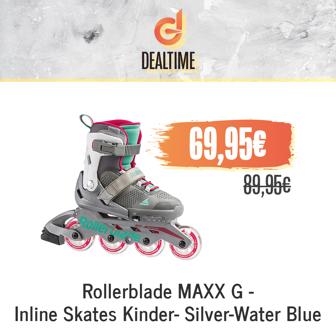 Rollerblade MAXX G – Inline Skates Kinder- Silver-Water Blue