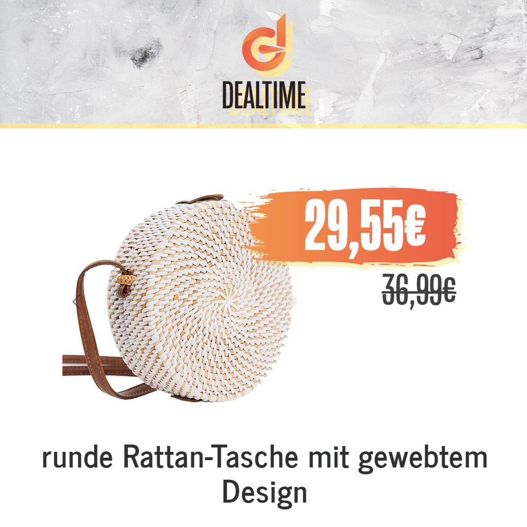 runde Rattan-Tasche mit gewebtem Design